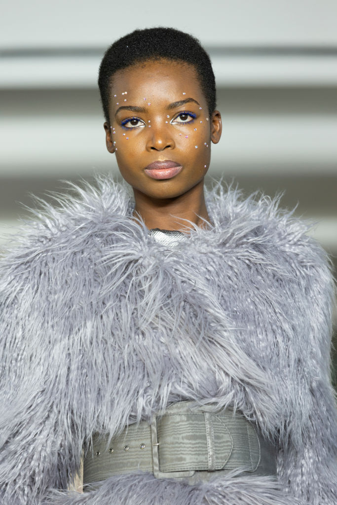 Model walks runway for Christian Siriano New York fashion...