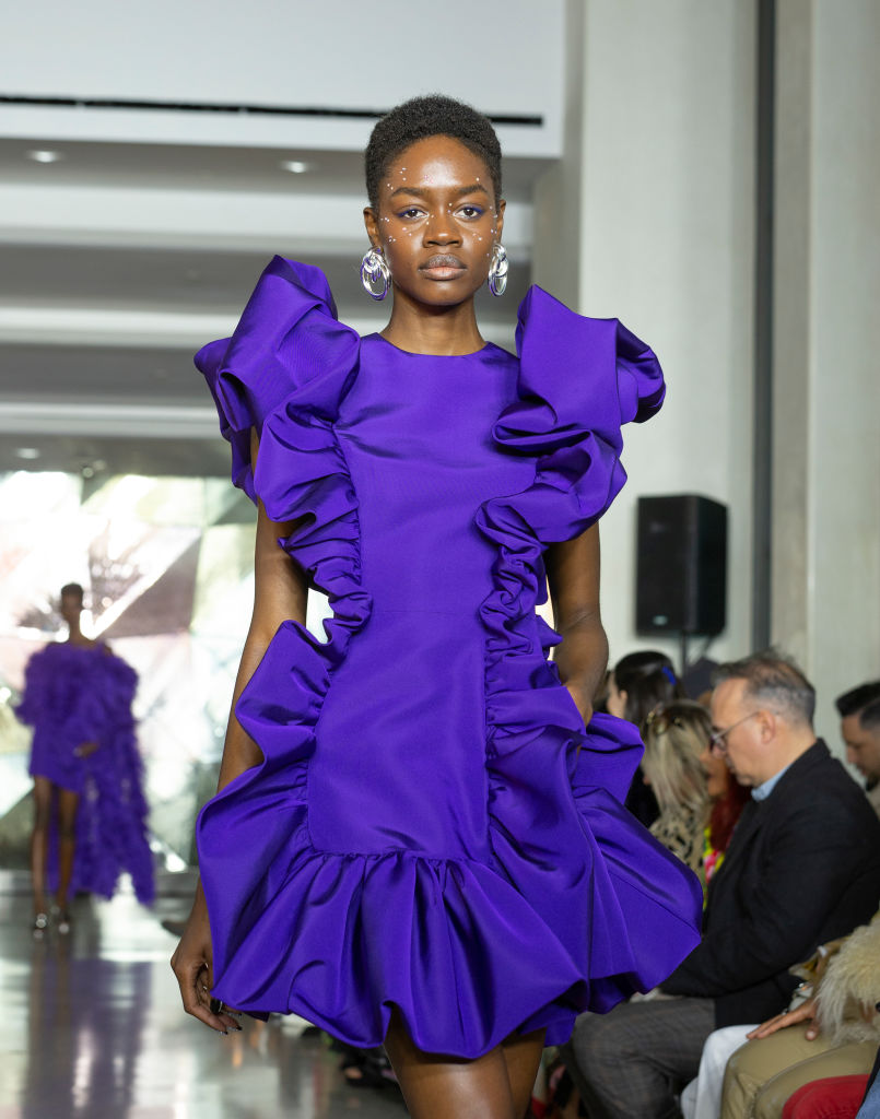 Model walks runway for Christian Siriano New York fashion...