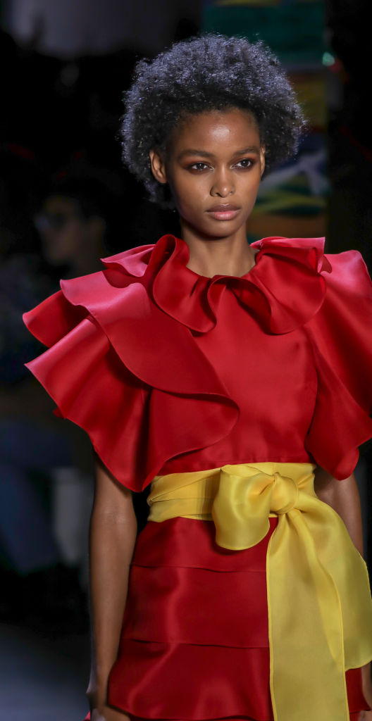 A model walks the runway for the Prabal Gurung Fall/Winter...