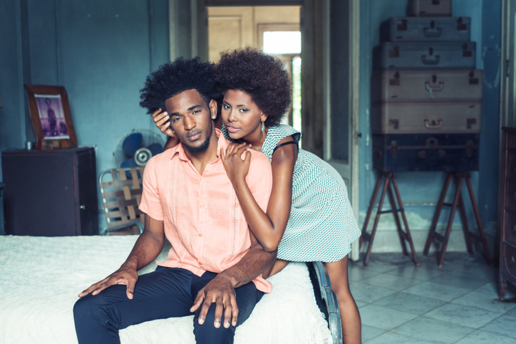 Passionate couple relaxing at home
