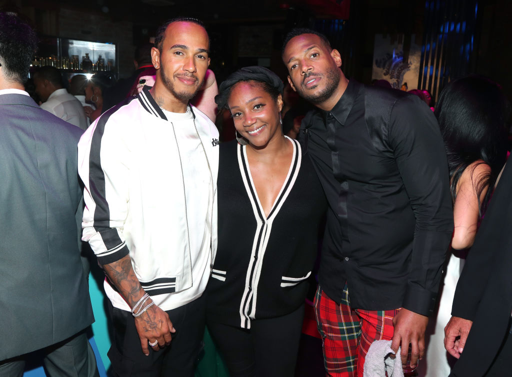 Lewis Hamilton, Tiffany Haddish and Marlon Wayans