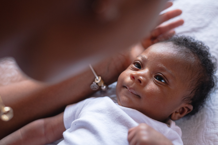A mother and her newborn son bond