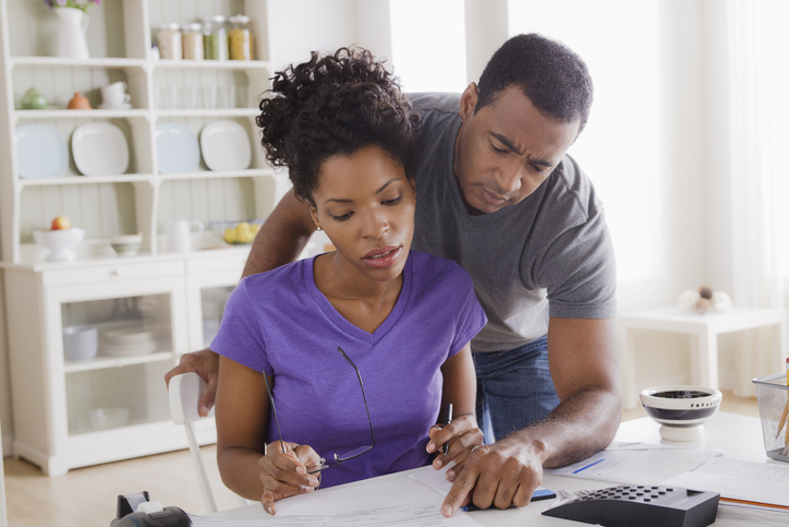 USA, California, Los Angeles, Couple doing finances together