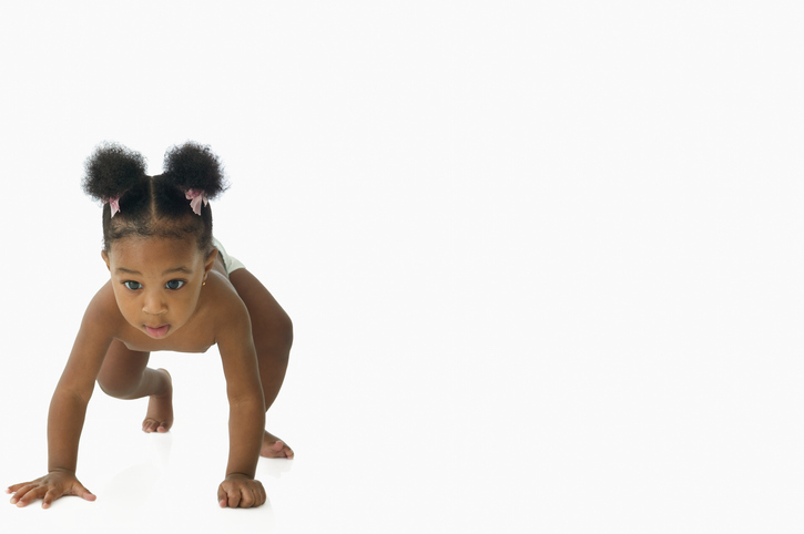 Baby girl crawling