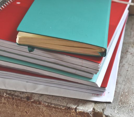 Red and turquoise spiral notebooks