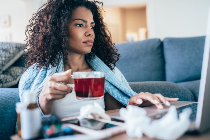 Sick woman with flu