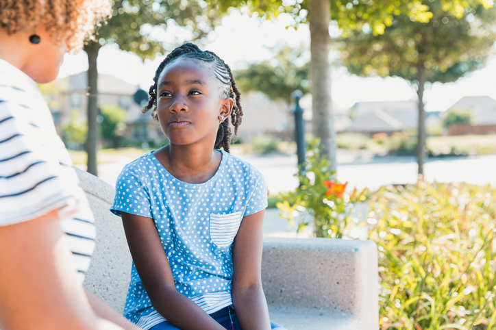 Mom and daughter have serious conversation