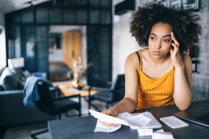 Afro woman working from home during pandemic outbreak COVID-19