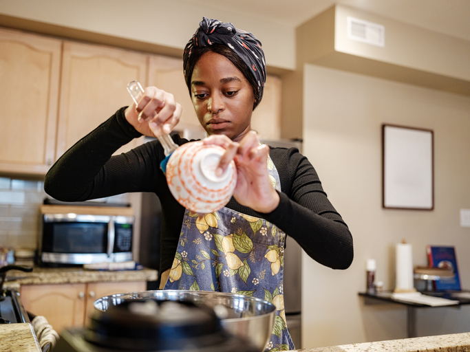 Young woman baking