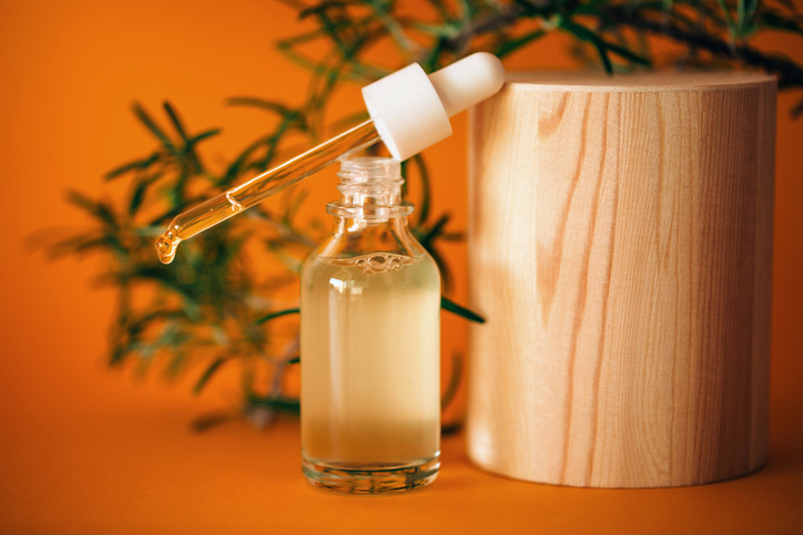 Glass bottle with skincare product