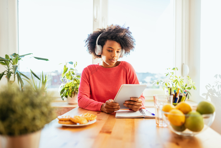 Young African American woman at home