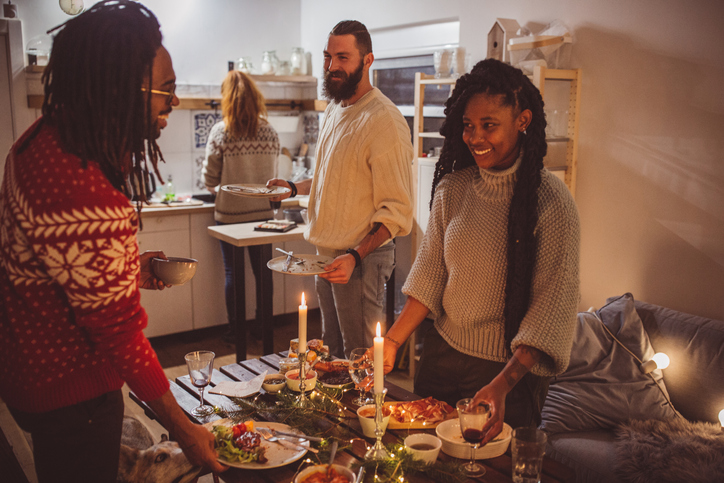 Cozy winter dinner at home