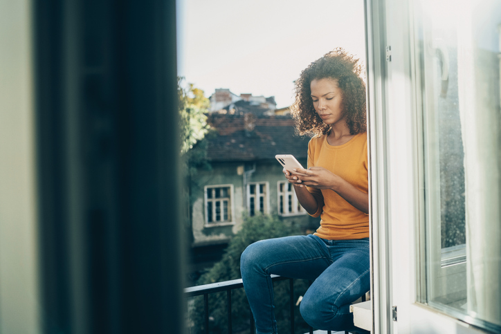 Texting at the balcony
