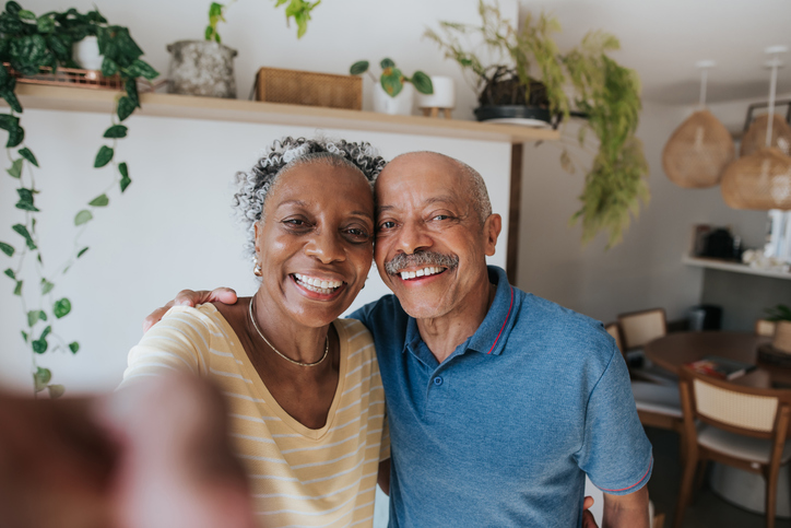 Senior couple, selfie at home