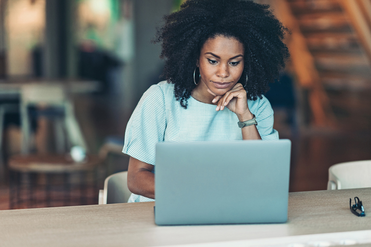 African-American businesswoman in a video conference