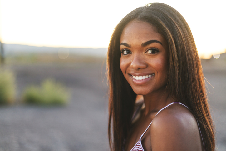 Generation Z Attractive African American Female Outdoor Portraits at Sunset