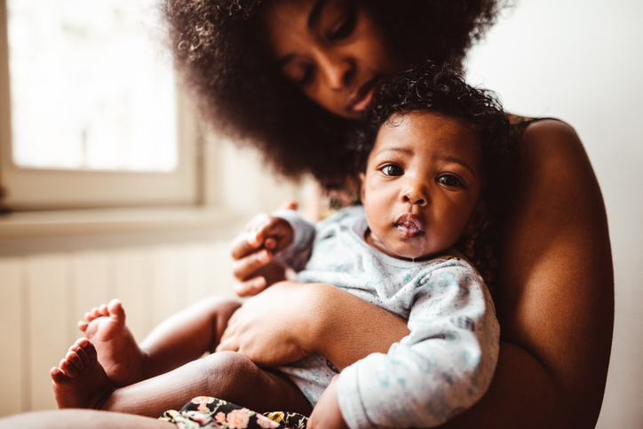 little daughter with mom