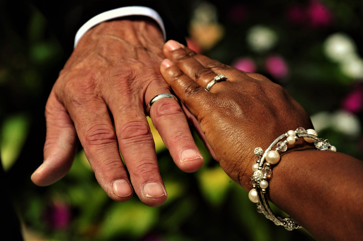 Midsection Of Couple Holding Hands