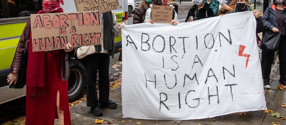 Pro choice protesters at Polish Embassy