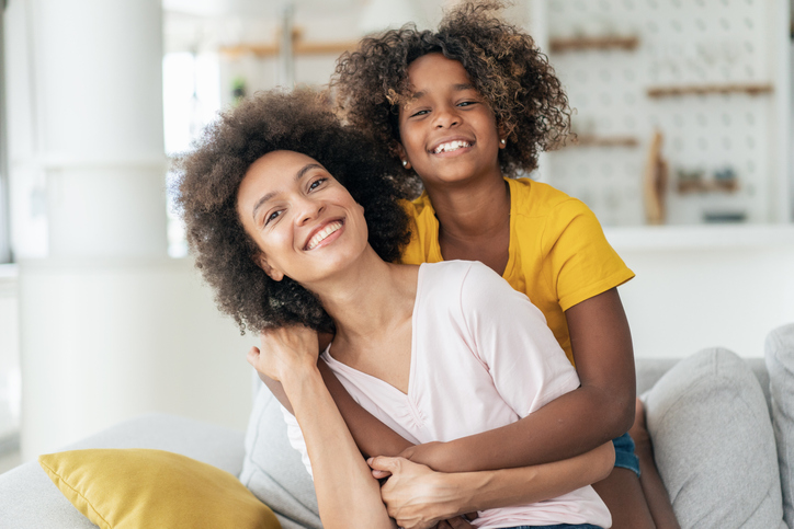 Mother and little daughter