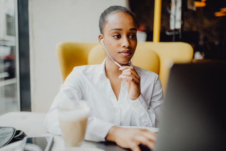 Elegant business woman working on her computer