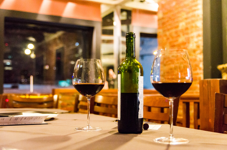 Wine Glass On Table In Restaurant