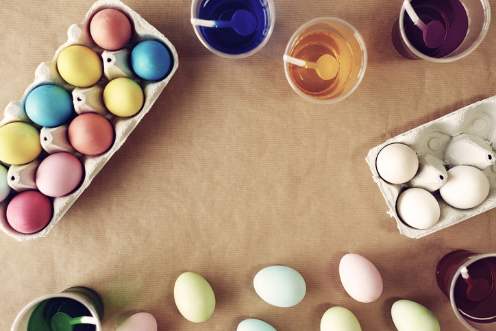 Shot of colorful Easter eggs. Debica, Poland