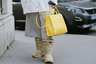 A yellow Telfar Bag.