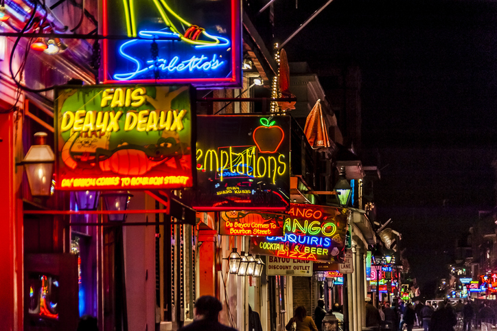 Neon Signs on Bourbon Street in New Orleans