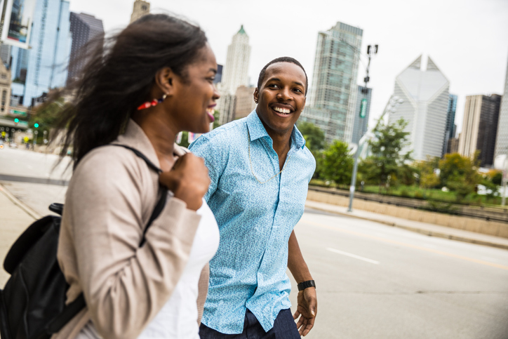 Young couple in downtown Chicago