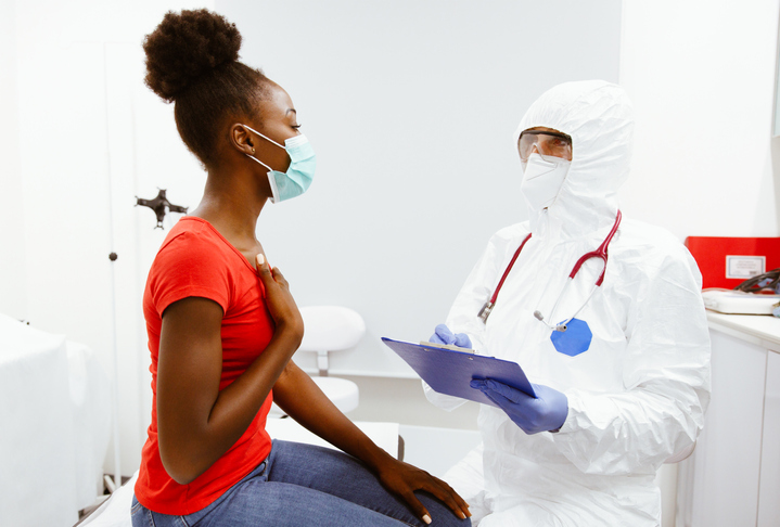 Young woman on examination at hospital