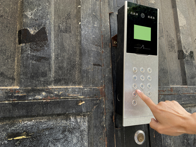 Human hand using smart lock