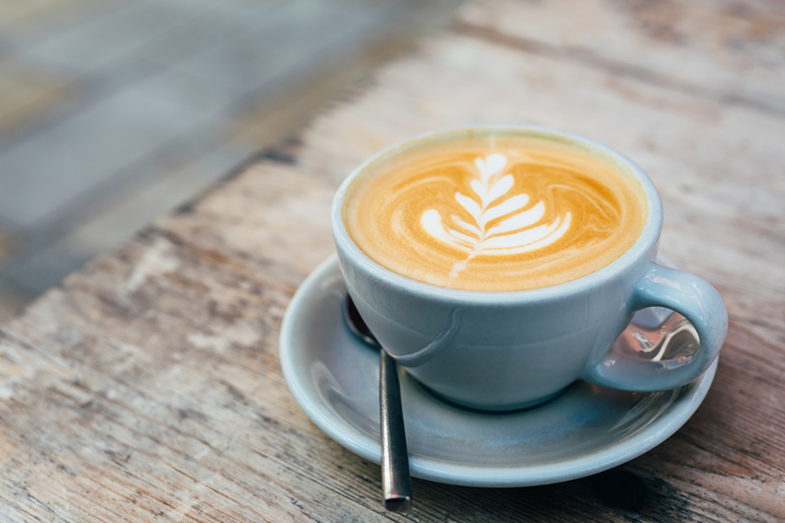 Latte or Cappuccino Coffee in cafe