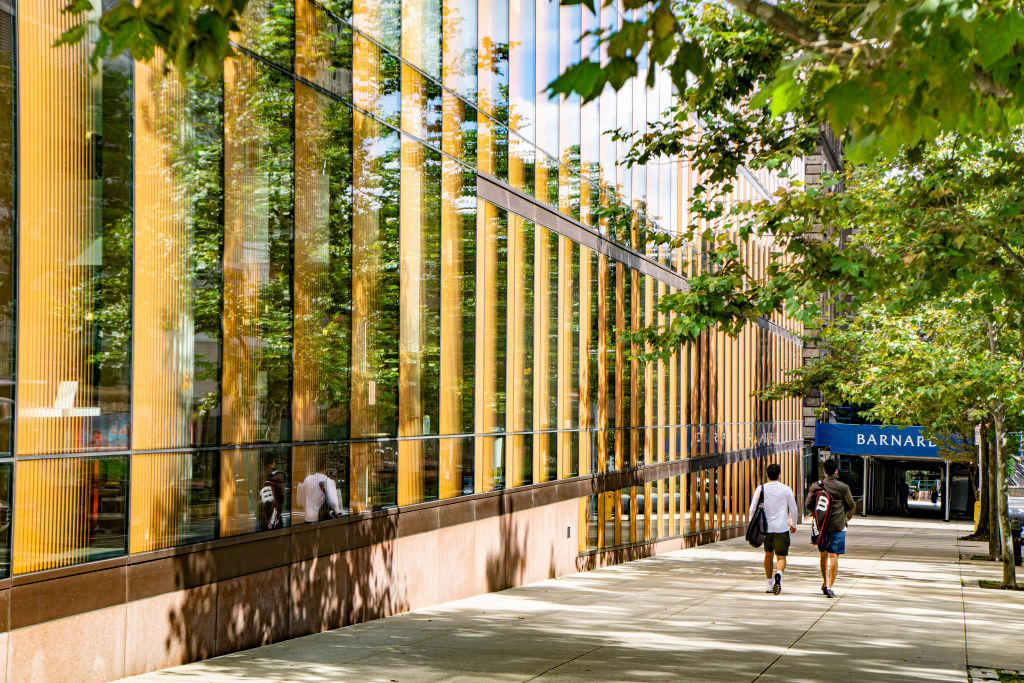 Barnard College - Sidewalk Scene, The Diana Center, Barnard College, New York City, New York