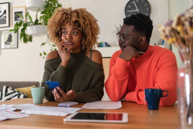 The couple planning their home budget