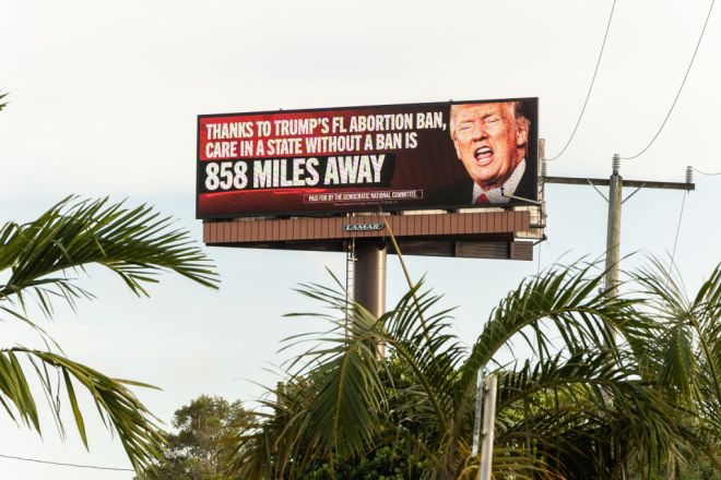 The Democratic National Committee Flies Banner Over Trump's Mar-a-Lago Resort And Sponsors Billboards Across Florida With The Message "Trump's Plan: Ban Abortion, Punish Women"