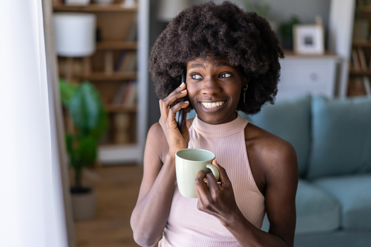 Woman enjoying a coffee in the morning