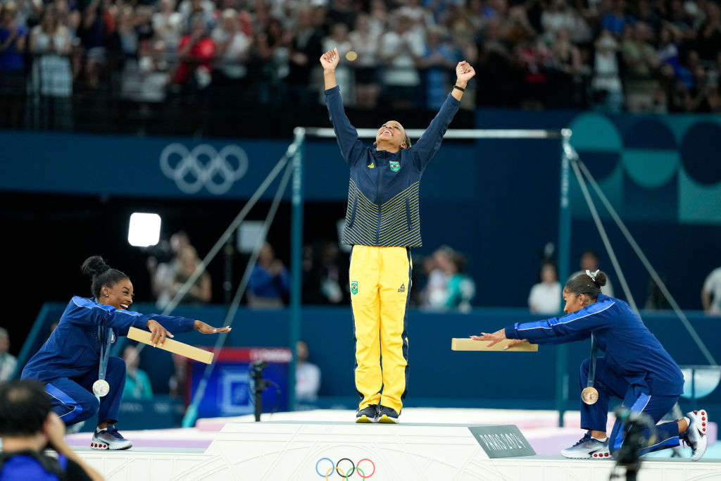 Artistic Gymnastics - Olympic Games Paris 2024: Day 10 - Simone Biles, Michelle Obama, Rebeca Andrade, Marlon Humphrey, Olympics, Jordan Chiles