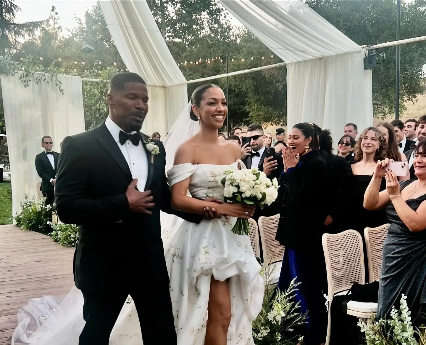 Jamie Foxx Openly Weeps Walking Eldest Daughter Corinne Down The Aisle At Lavish Wedding
