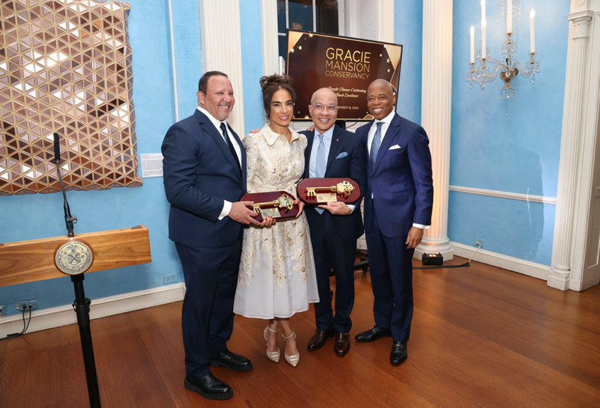 (R-L) Mayor Eric Adams posed for a picture with Key to the City honorees, President of the Ford Foundation Darren Walker, New York Times Bestselling Author and Co-Host of “CBS Saturday Morning” Michelle Miller and President and CEO of the National Urban Le