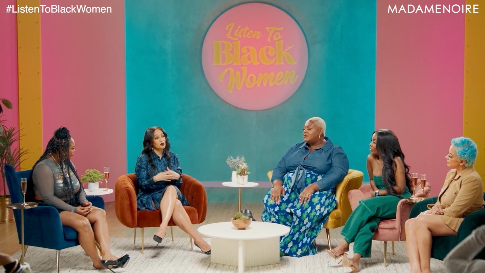 Listen To Black Women, Torrei Hart, Lore'l, Danielle Young, Melyssa Ford, Jessie Woo, on set of 'Listen To Black Women,' Tradition danielle young,torrei hart,