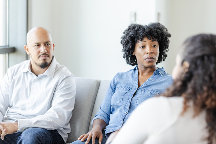 Couple participate in marriage counseling