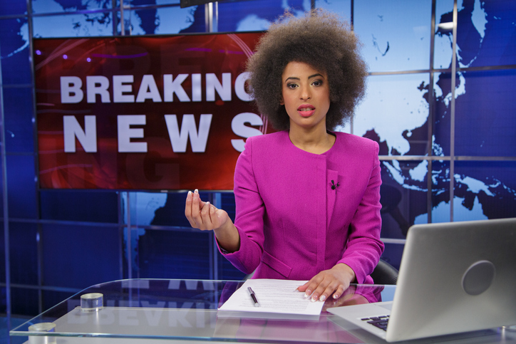 Breaking news female anchor
