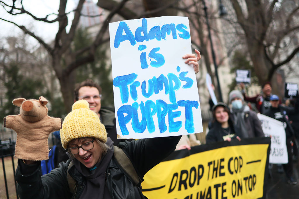 Anti-Trump Protesters Call For Removal Of Mayor Adams