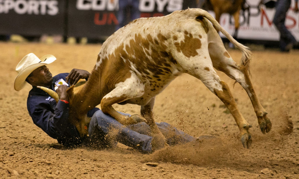 Spectators and Black Cowboys and Cowgirls come to the MGM Grand Arena to take part in the Bill Pickett Invitational Rodeo, the nations only touring black rodeo competition