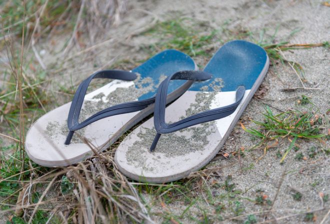 Flip flops on the ground