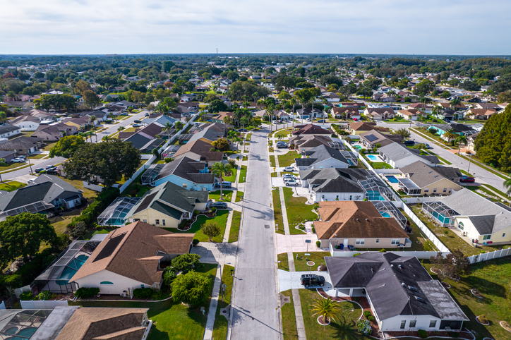 Beautiful aerial view of Tampa suburbs on a Premium residential in Florida USA - Real State
