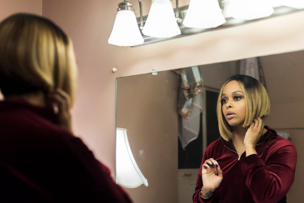GLENSIDE, PA - DECEMBER 27 : Chrisette Michele gets ready in th