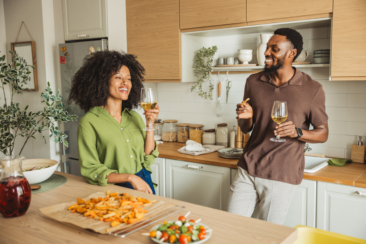 Friends preparing a meal together