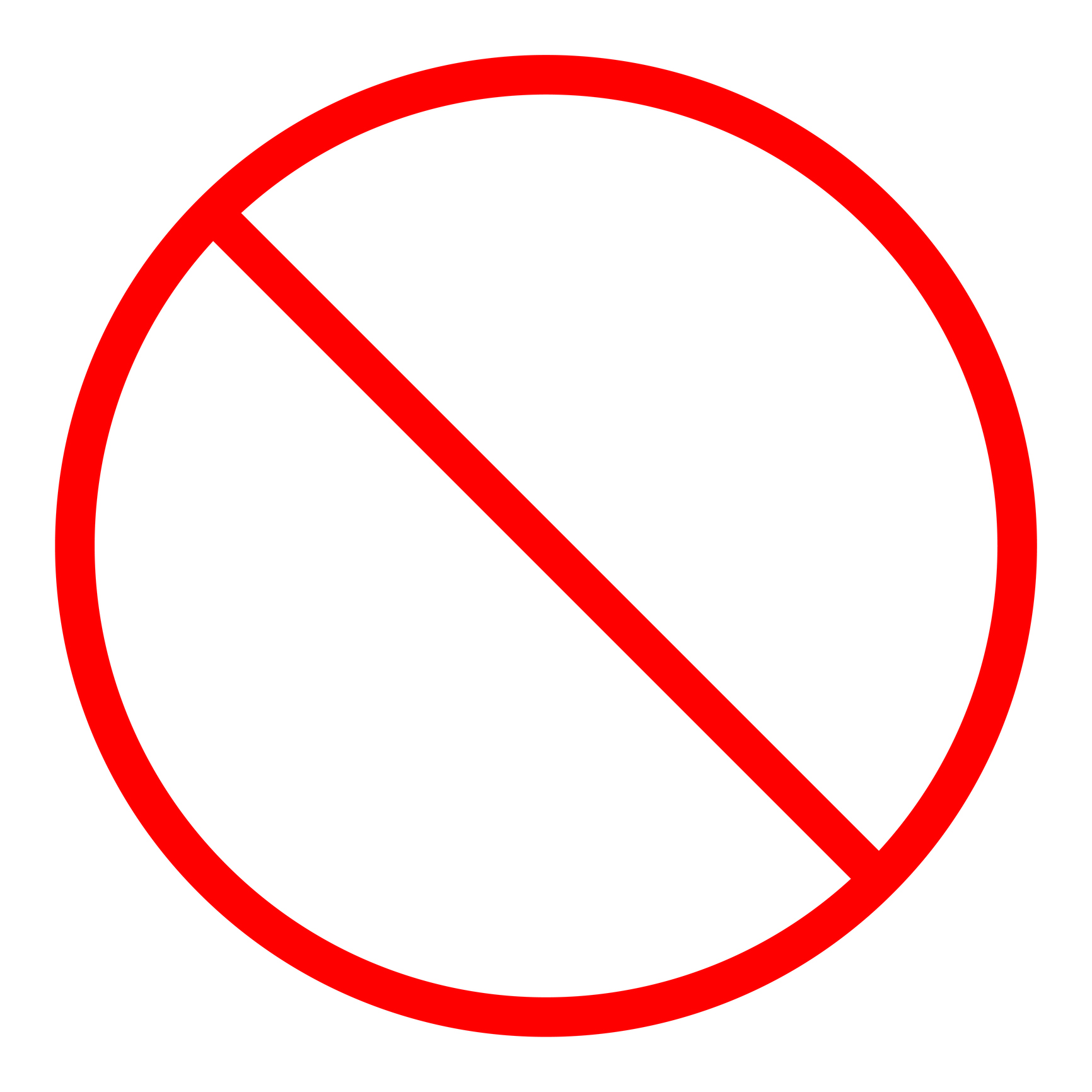 Bold red prohibition sign indicating no entry or forbidden. This universal symbol of restriction is ideal for warnings, safety, or disallowed actions in modern design and digital interfaces